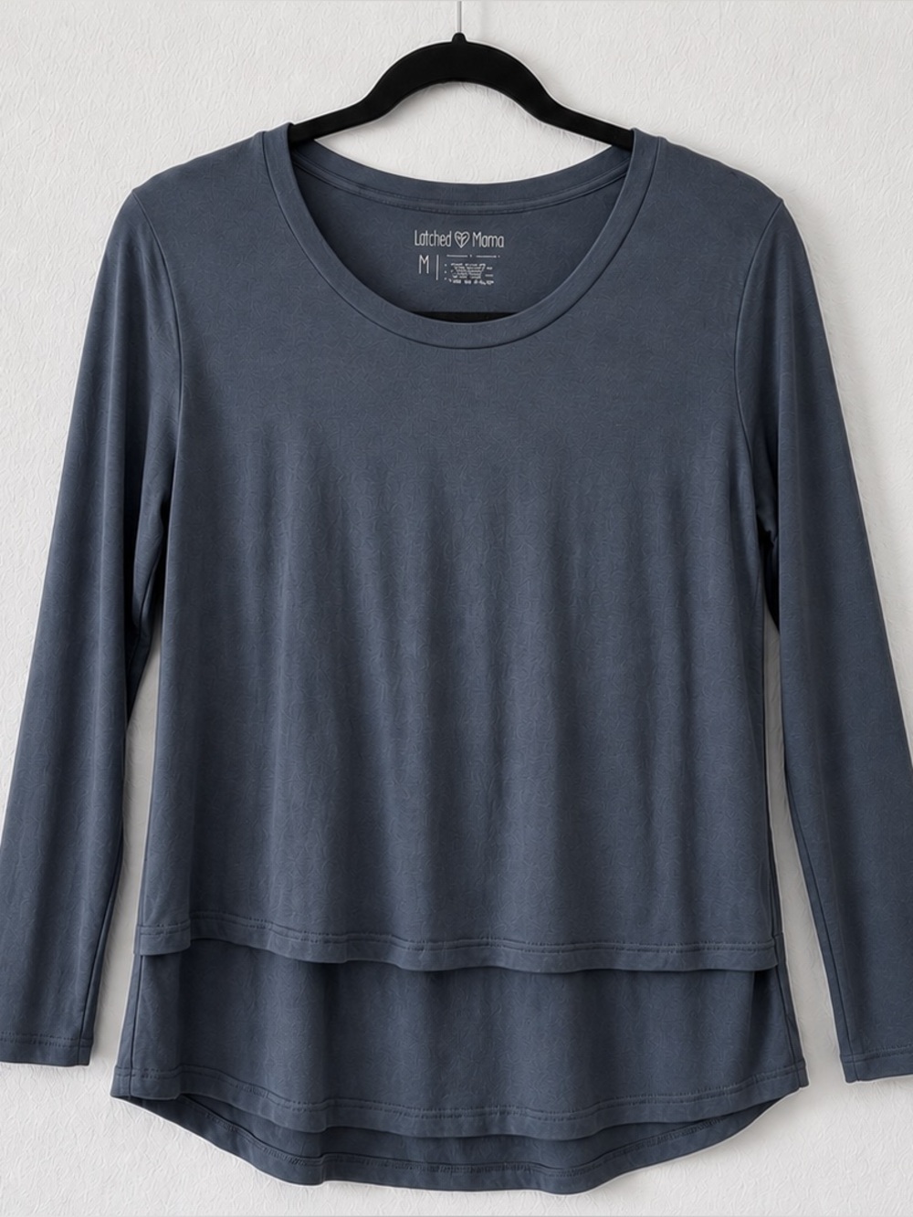 Latched Mama M Blue-grayNursing Maternity Layered Long Sleeve Top